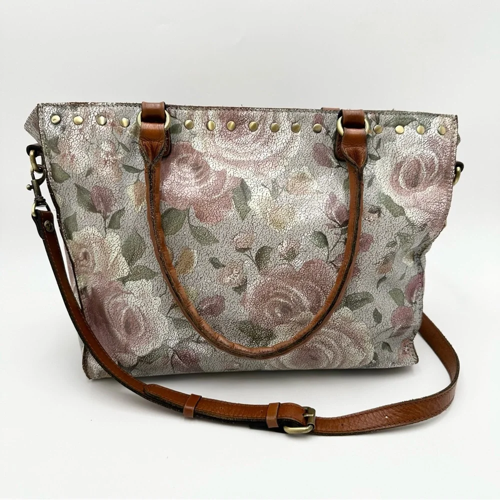 Patricia Nash Zancona Cracked Rose Leather Tote Satchel - Picture 1 of 13